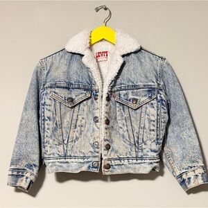 Levi’s 80s Kids Sherpa Denim Trucker Jacket Size Small USA Made
